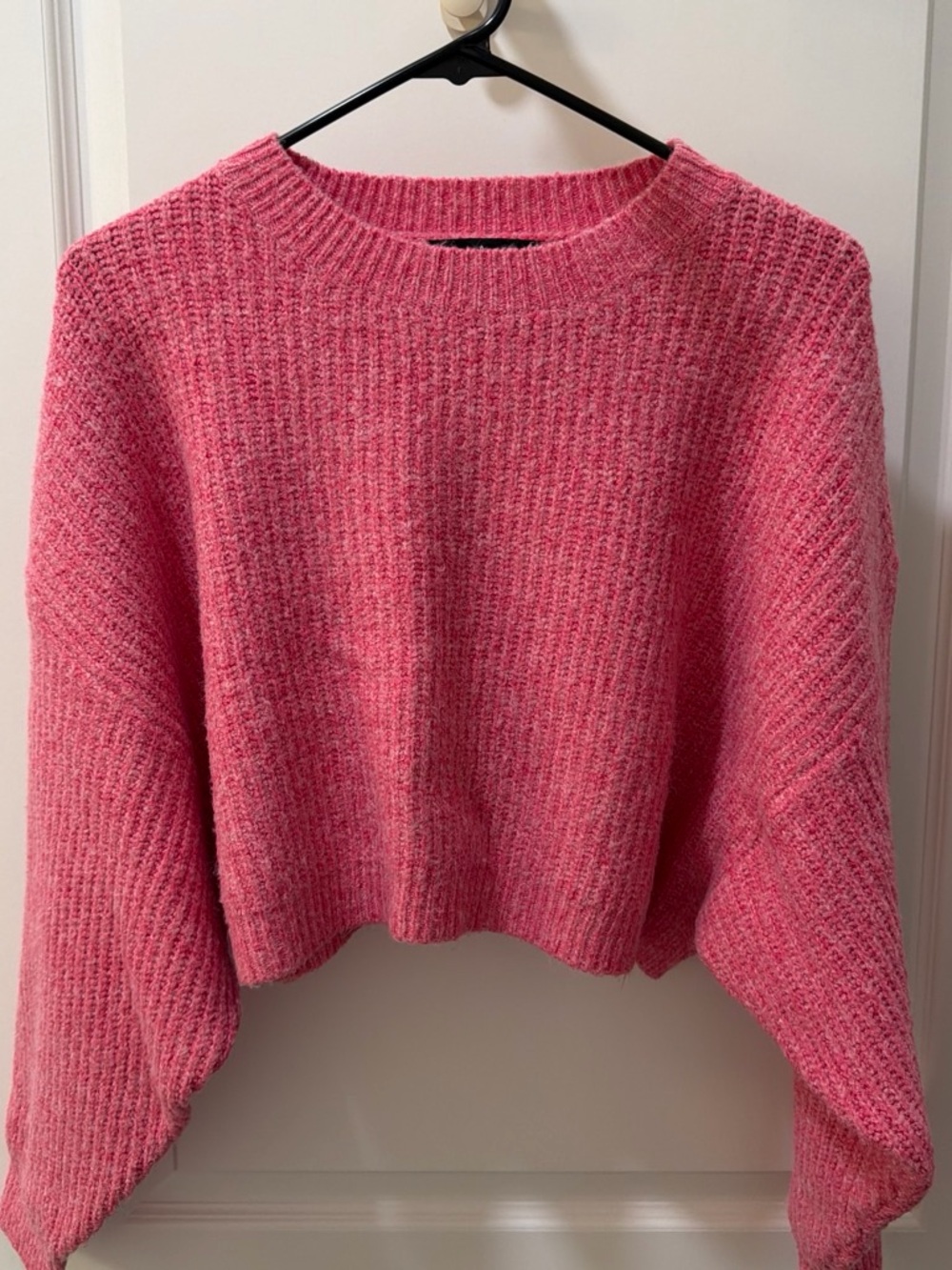 Pink Crewneck Cropped Sweater